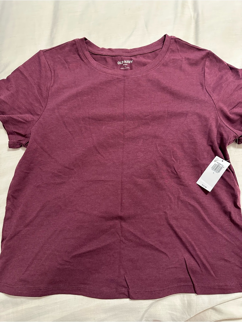 Old Navy Short-Sleeve Bestie Crewneck Tee in Plum Wine